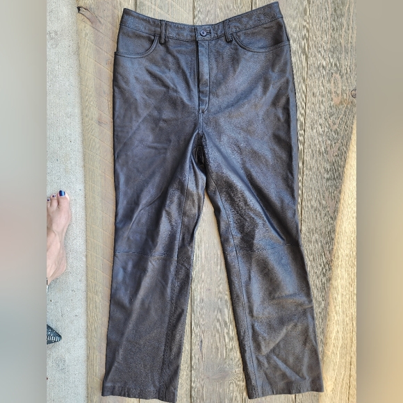 Real Clothes 100% Genuine Leather Brack Leather Pants - Picture 1 of 10
